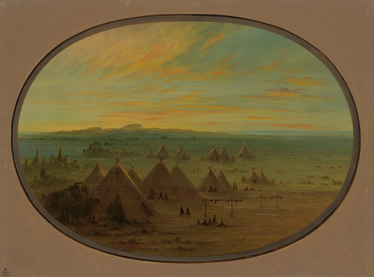 A Crow Village on the Salmon River by George Catlin