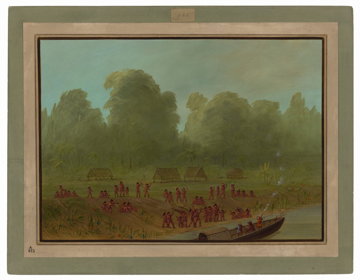 A Mayoruna Village by George Catlin