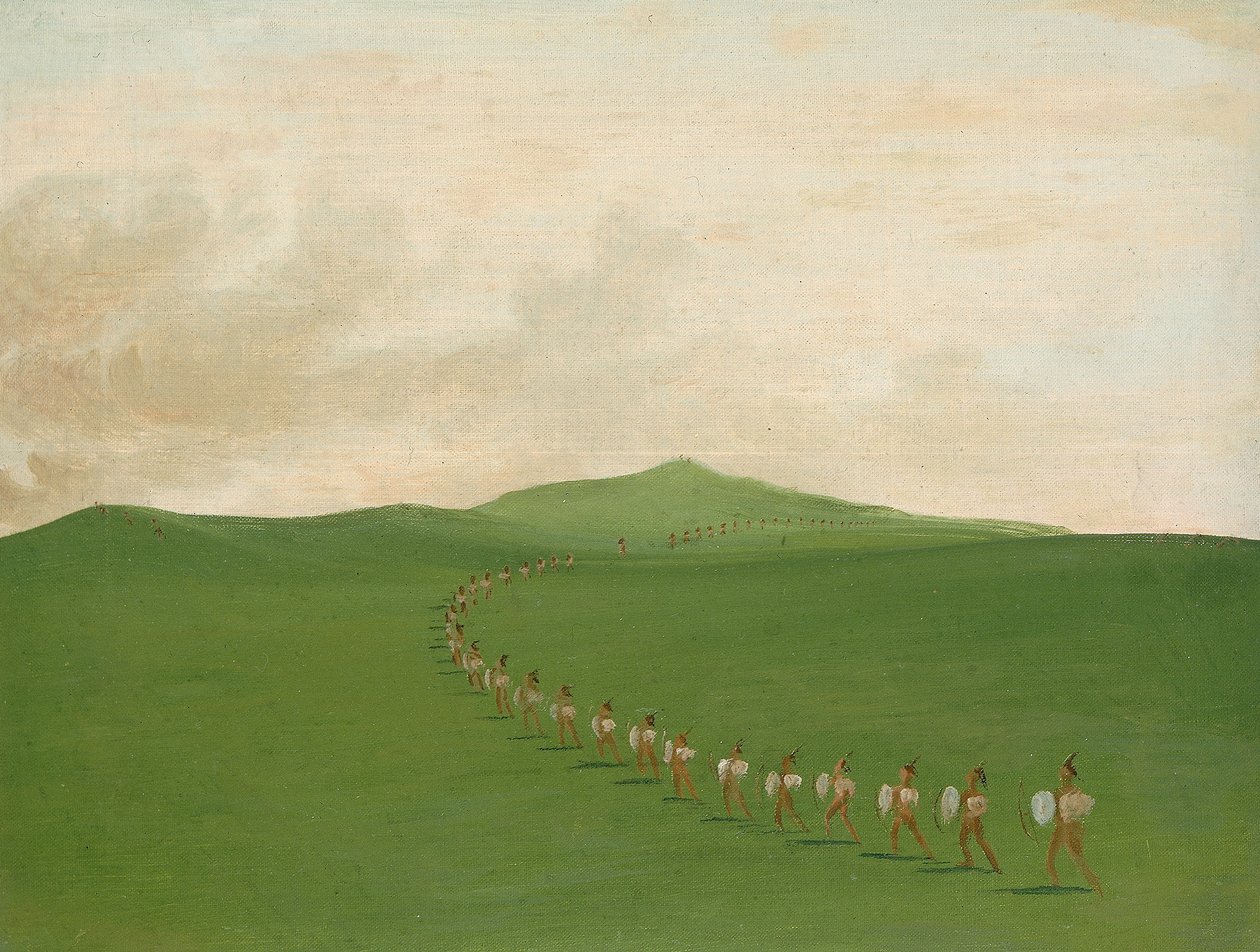 Foot War Party on the March, Upper Missouri by George Catlin