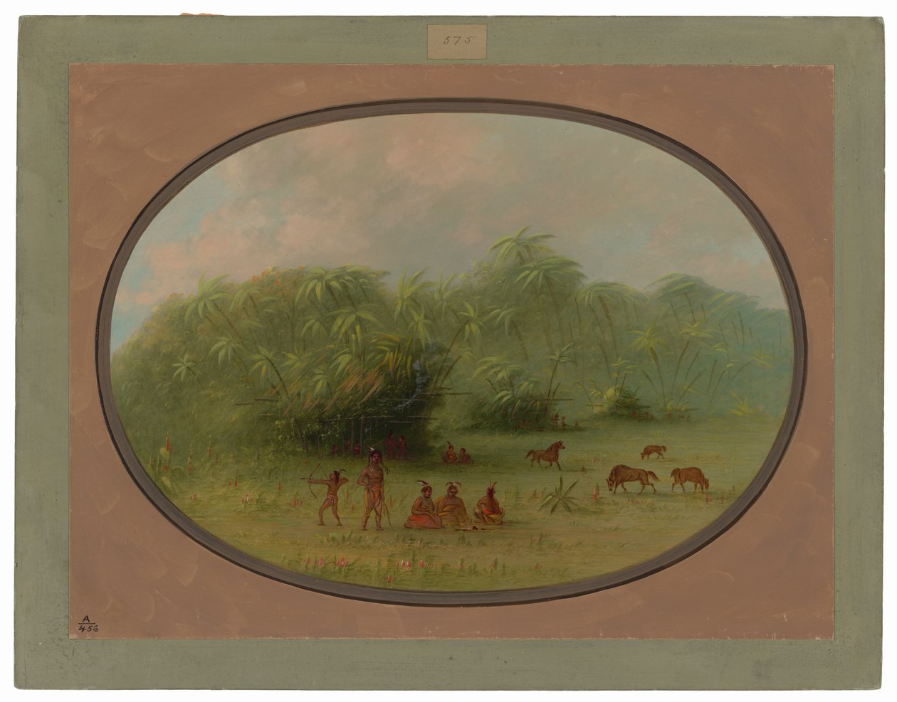 Indians and Horses in the Forest by George Catlin