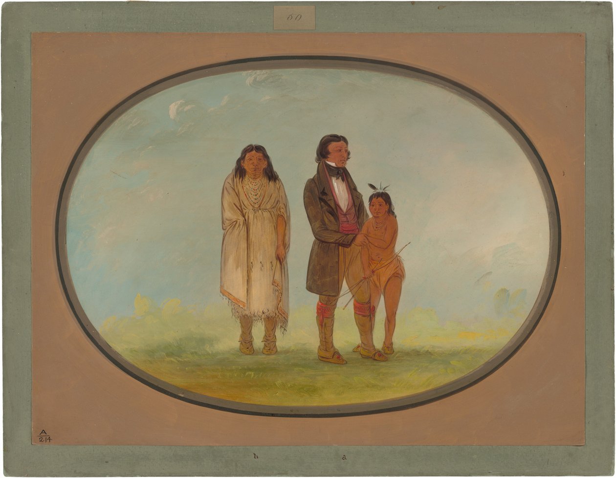 Kaskaskia Chief, His Mother, and Son by George Catlin