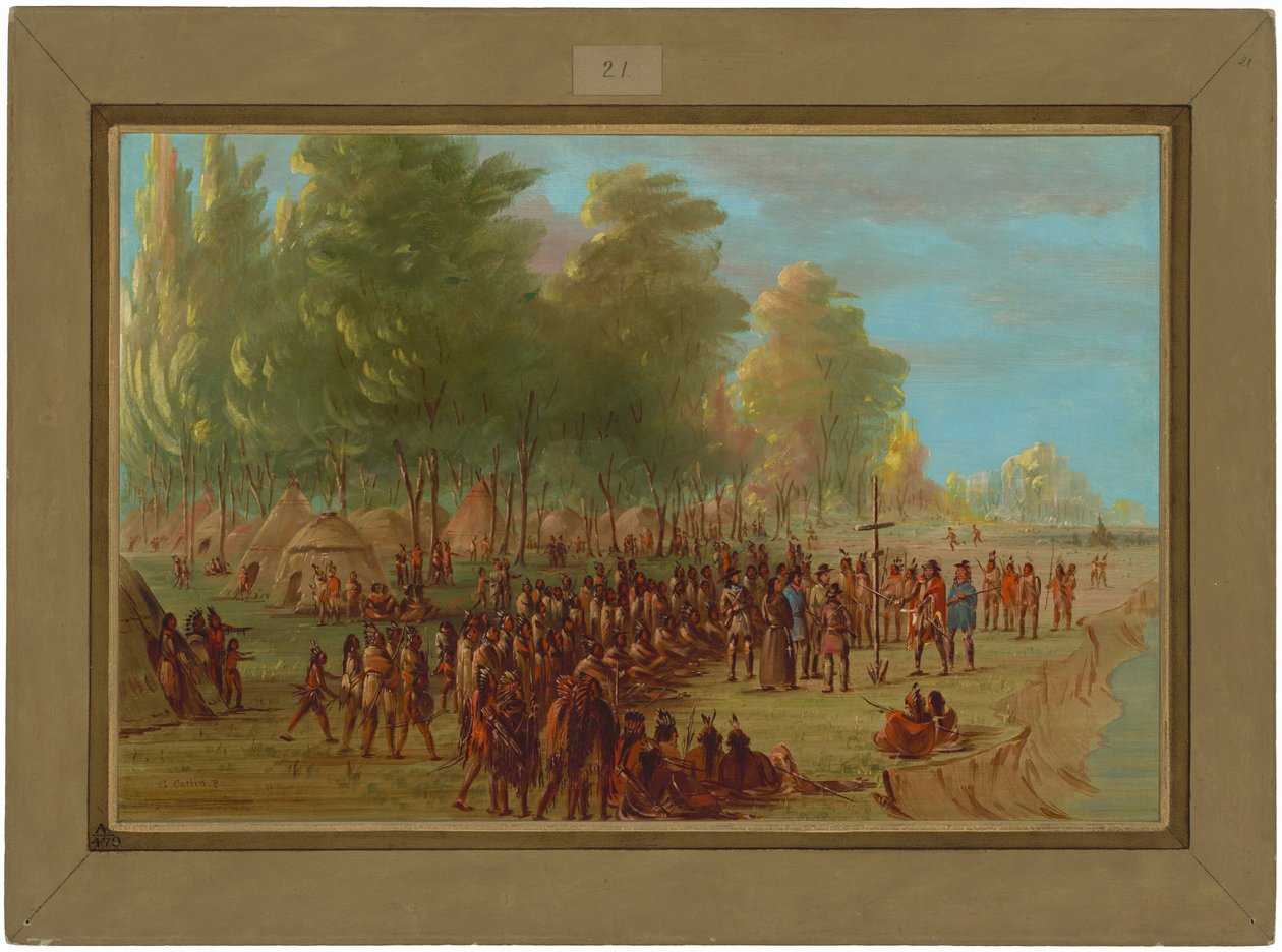 La Salle Erecting a Cross and Taking Possession of the Land, March 25, 1682 by George Catlin