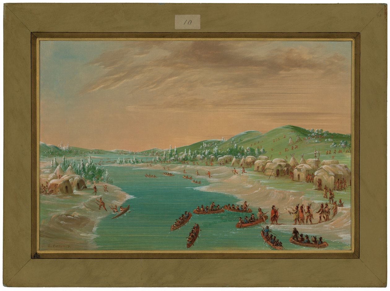 La Salle and Party Arrive at the Village of the Illinois, January 1, 1680 by George Catlin