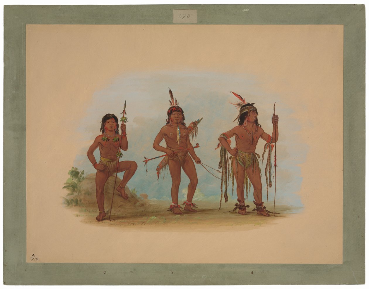 Lengua Medicine Man with Two Warriors by George Catlin