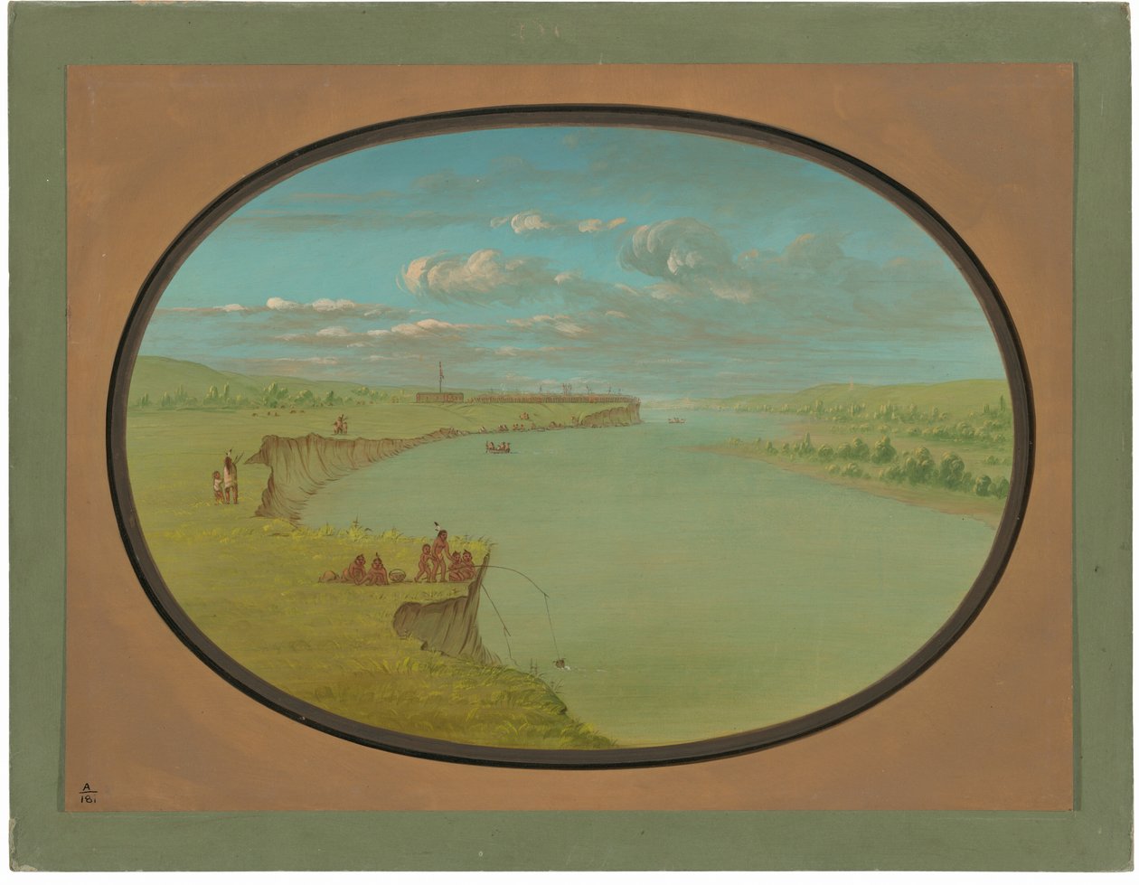 Mandan Village - A Distant View by George Catlin