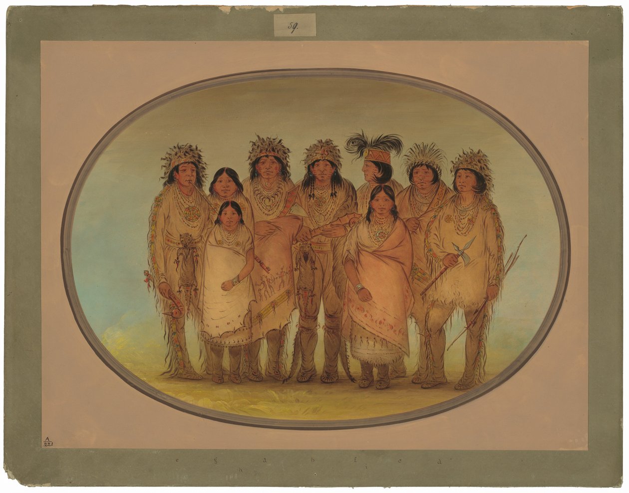 Nine Ojibbeway Indians in London by George Catlin