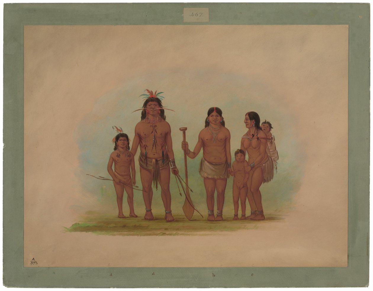 Orejona Chief and Family by George Catlin