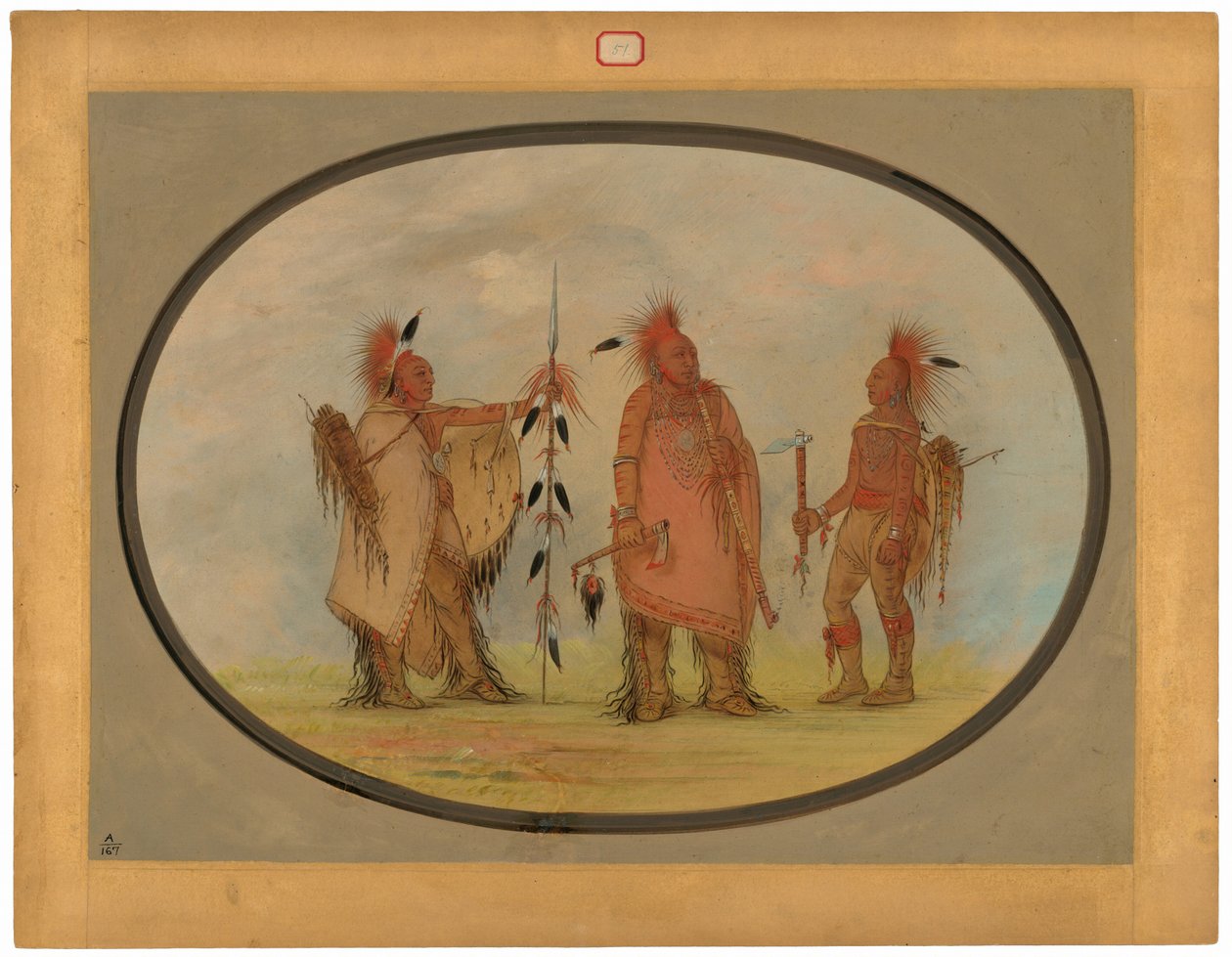 Osage Chief with Two Warriors by George Catlin