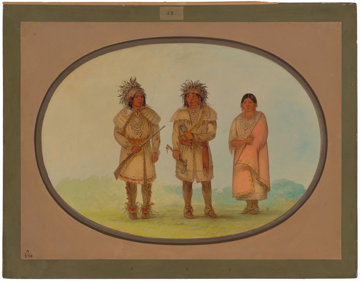 Three Peoria Indians by George Catlin