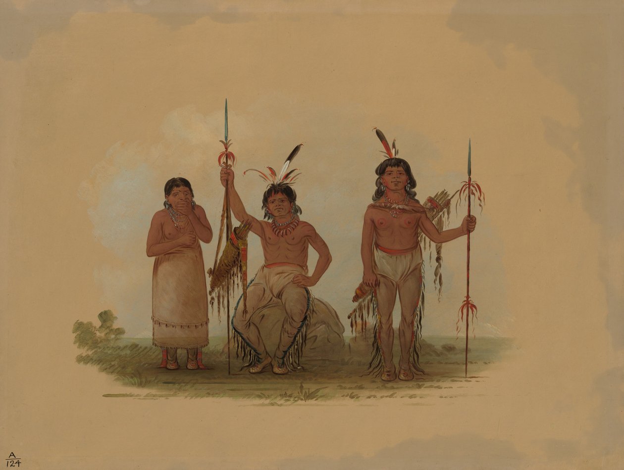 Two Arapaho Warriors and a Woman, 1861-1869 by George Catlin