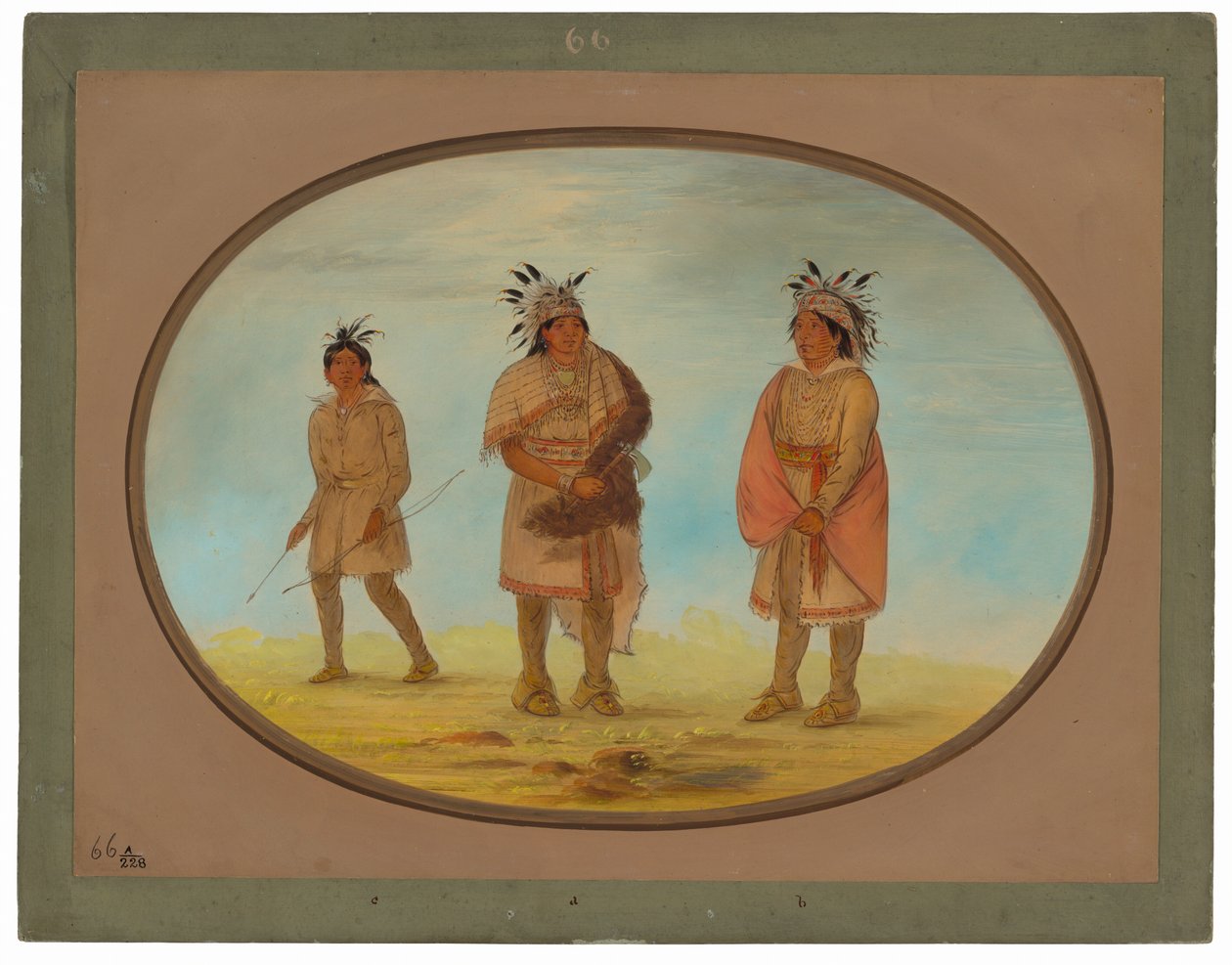 Two Weeah Warriors and a Woman by George Catlin