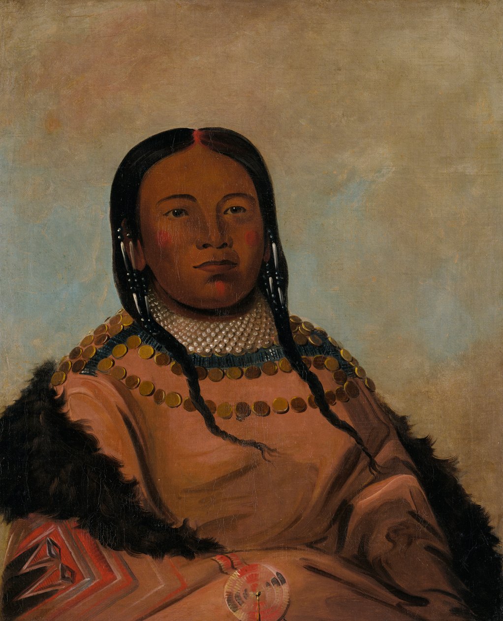 Wi-lóoh-tah-eeh-tcháh-ta-máh-nee, Red Thing That Touches in Marching, Daughter of Black Rock, 1832 by George Catlin