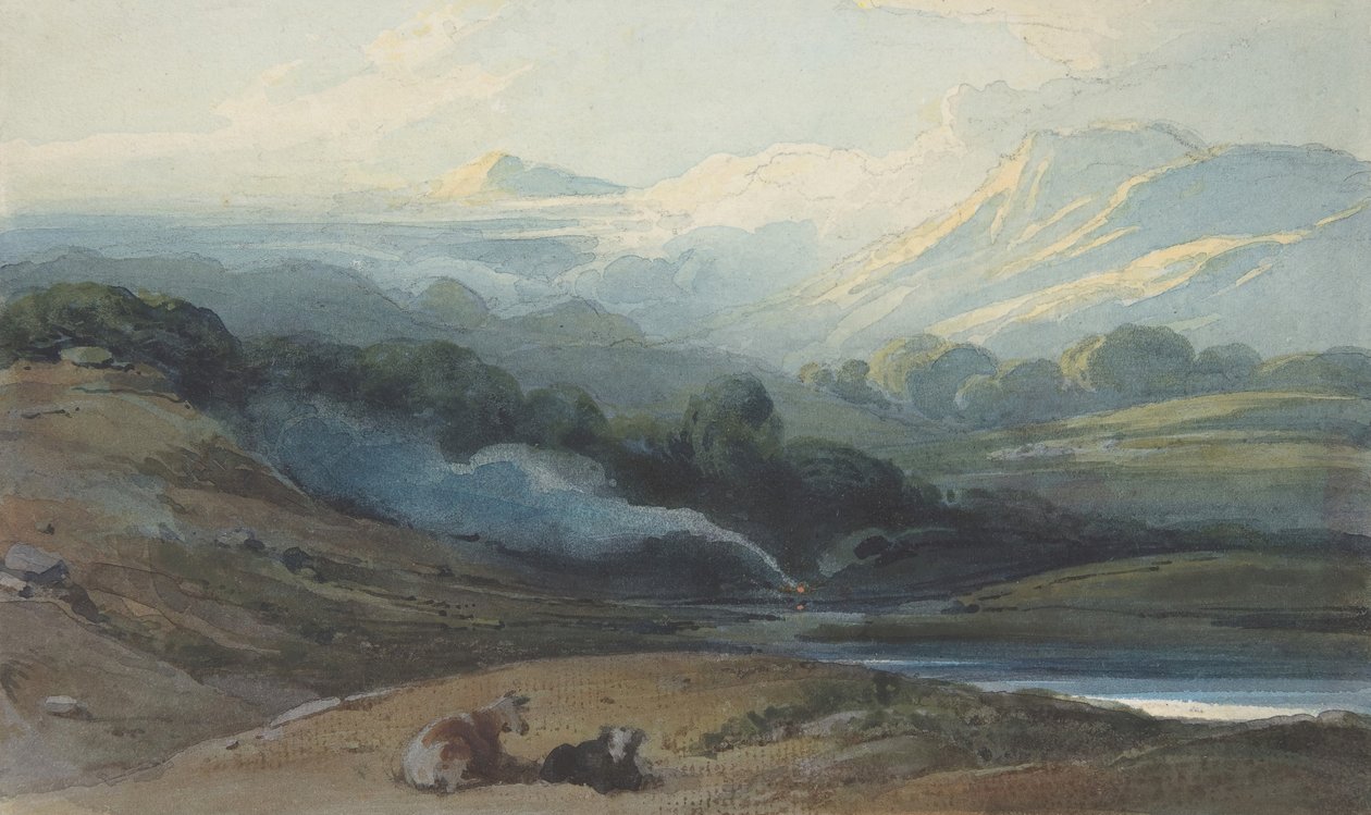 Cattle Resting in a Mountainous Landscape, ca. 1808-12 by George Chinnery