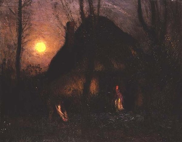 Cottage by Moonlight by George Clausen