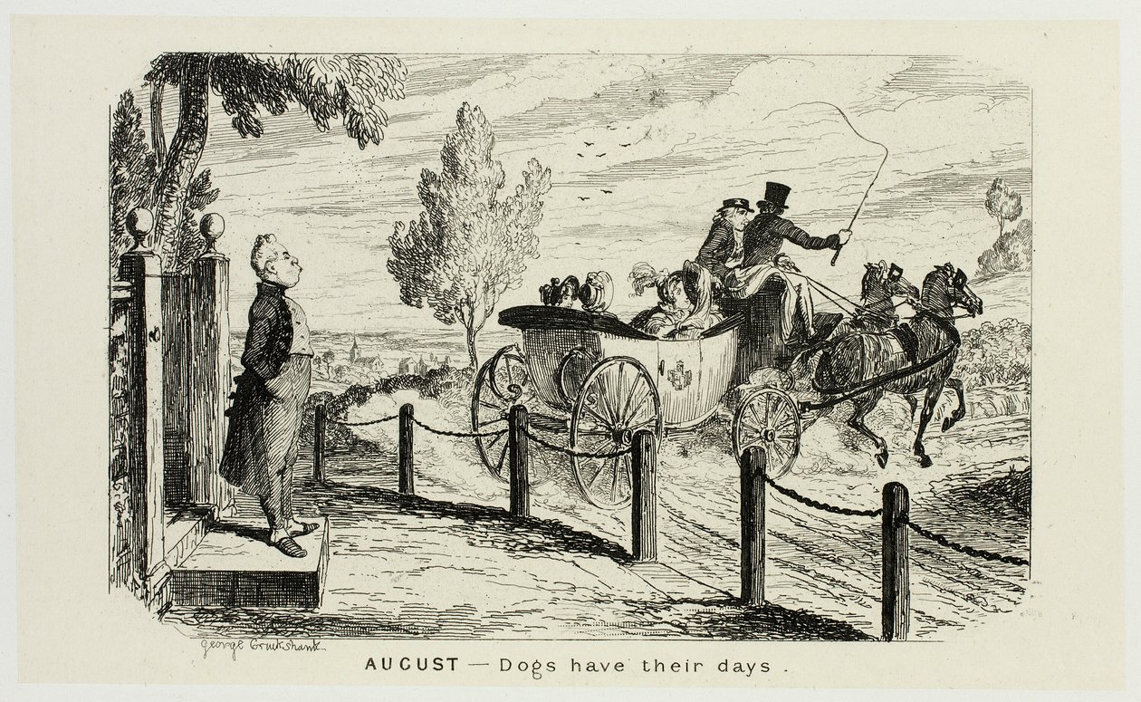 August - Dogs Have Their Days from George Cruikshank