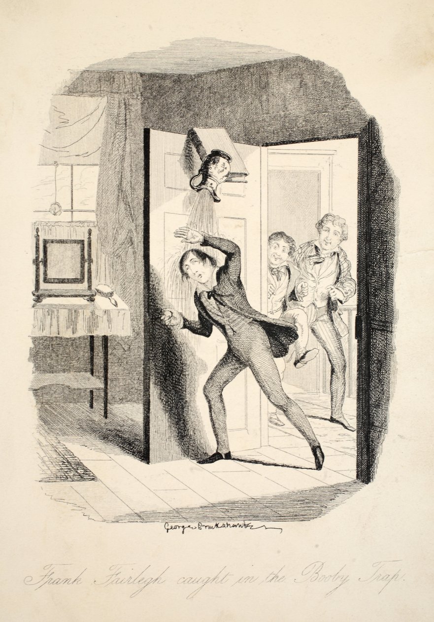 Frank Fairlegh Caught in the Booby Trap, from Frank Fairlegh or Scenes From the Life of a Private Pupil by George Cruikshank