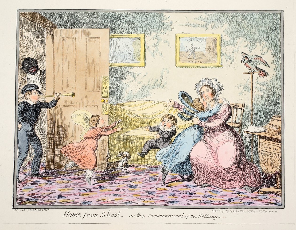 Home from School or the Commencement of the Holidays by George Cruikshank