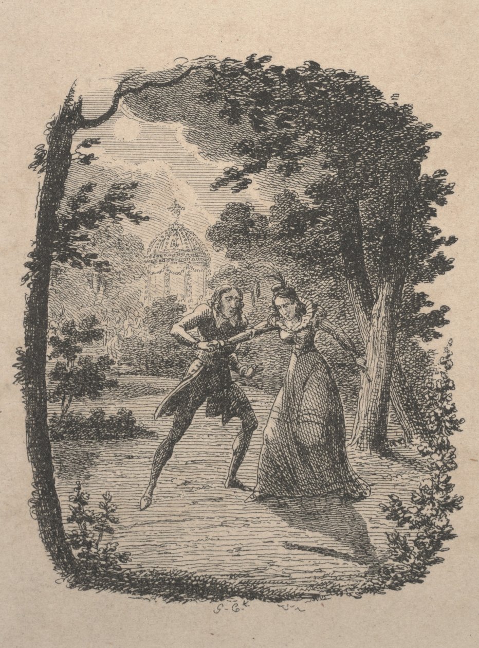 Man and Woman in the Garden by George Cruikshank