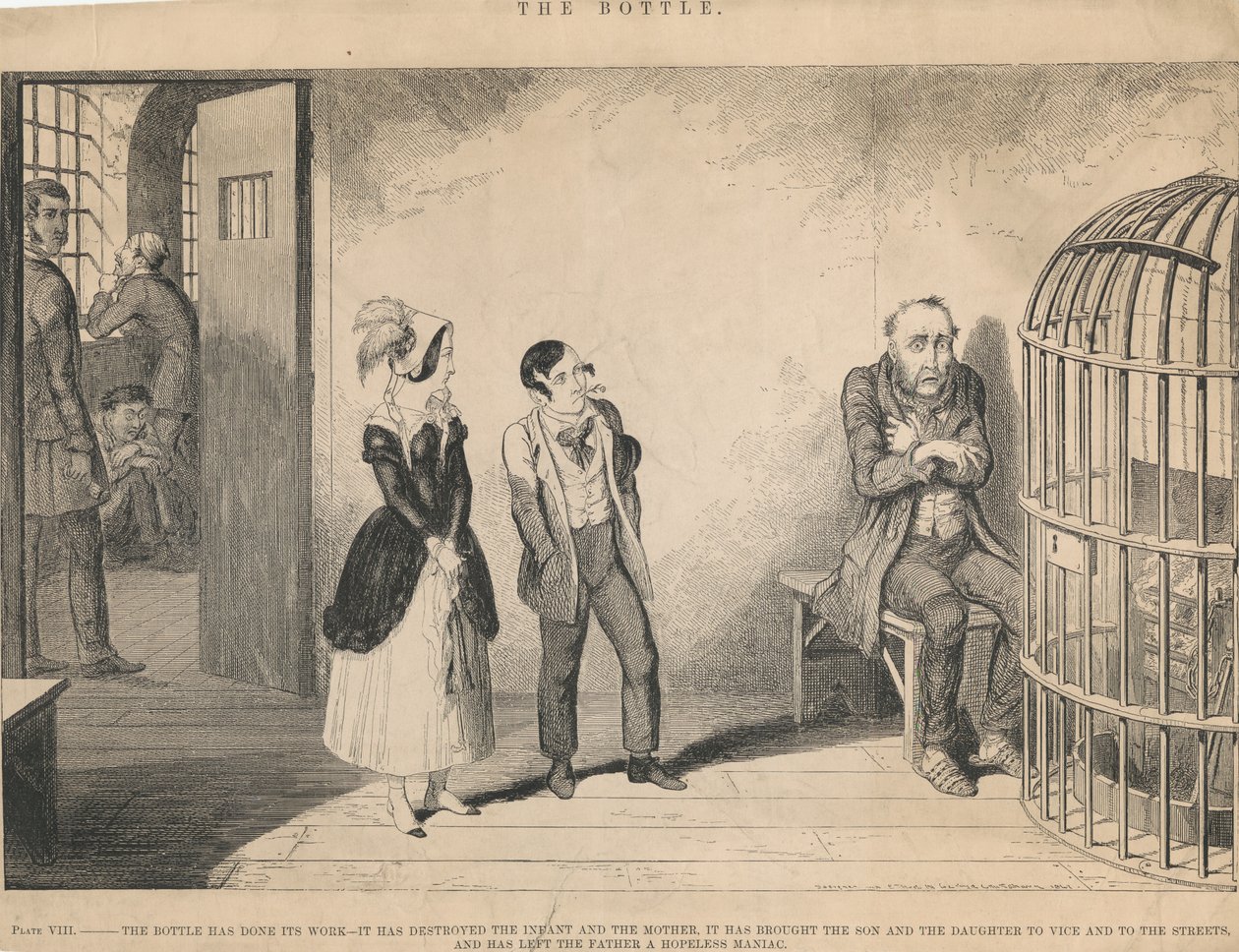 Plate VIII, The Bottle Has Done Its Work by George Cruikshank