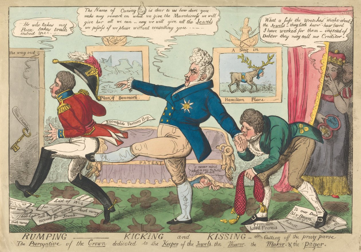 Rumping - Kicking and Kissing - or - Cutting off the Privy Purse by George Cruikshank
