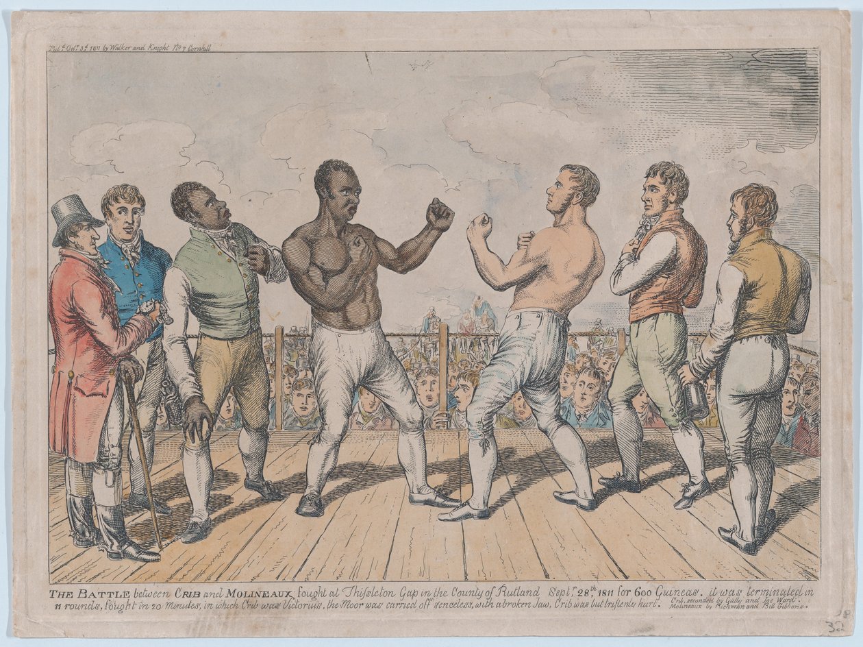 The Battle Between Cribb and Molineaux, September 28, 1811 by George Cruikshank