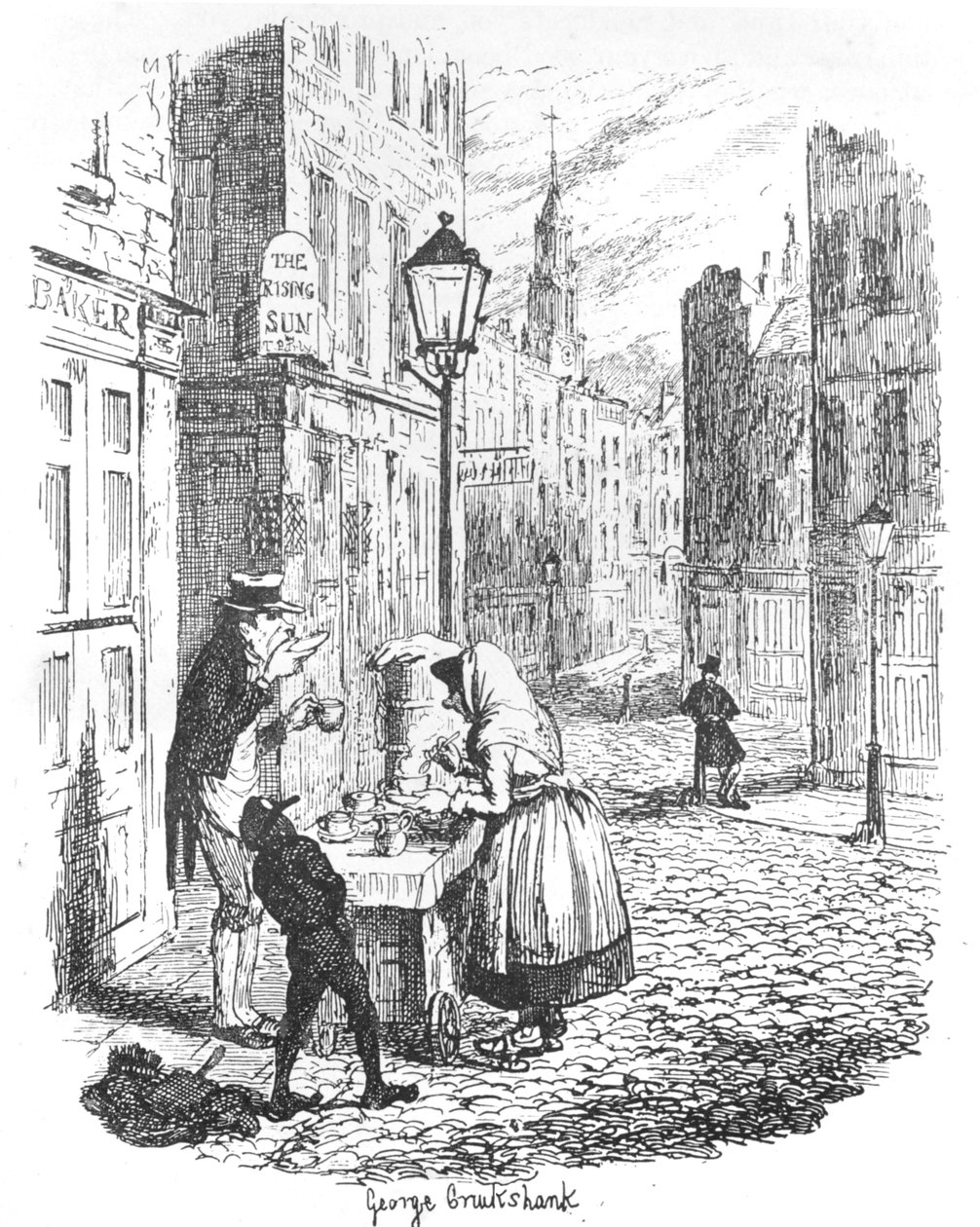 The Streets - Morning by George Cruikshank