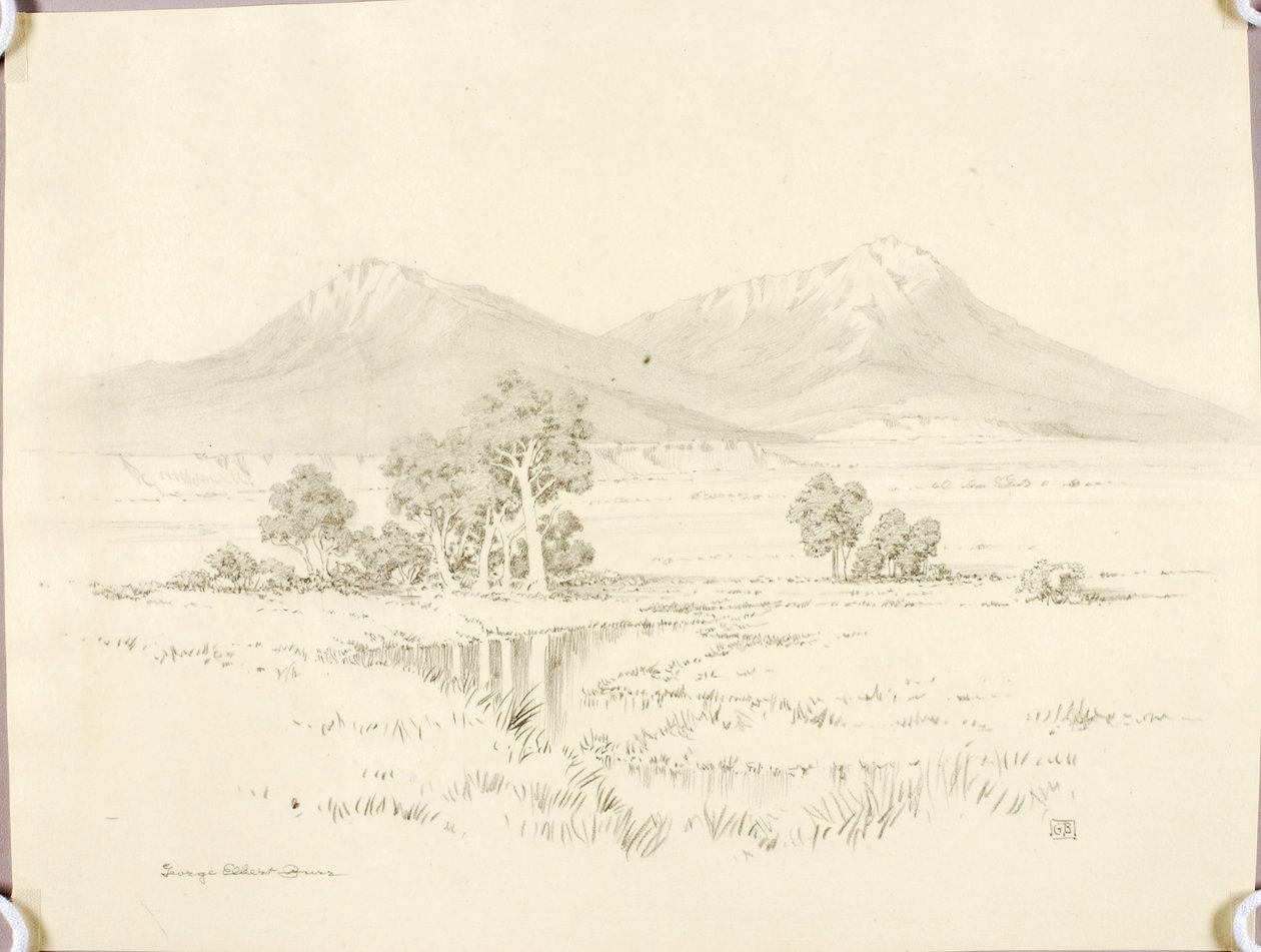 Untitled (transfer drawing for Spanish Peaks) by George Elbert Burr