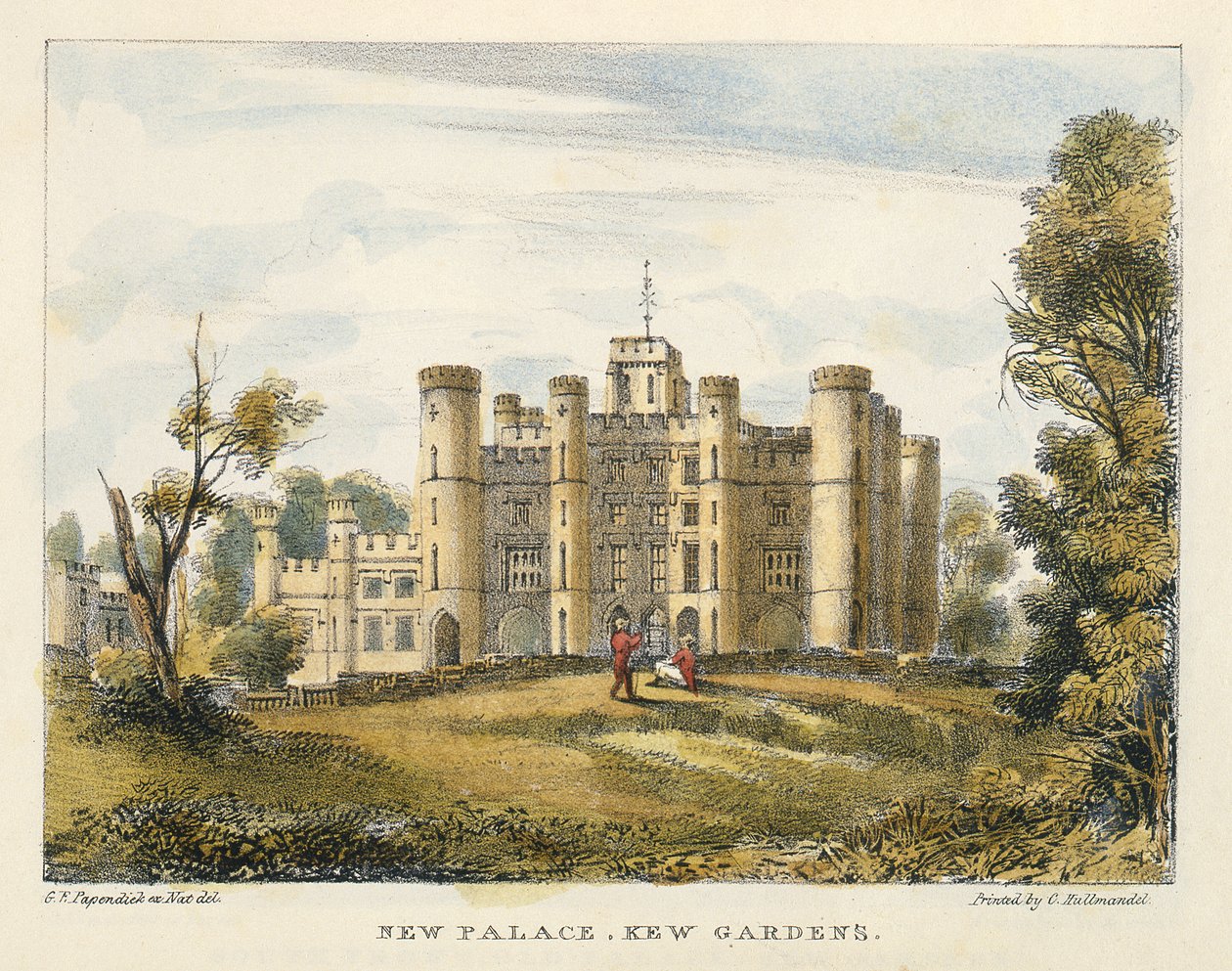 New Palace, Kew Gardens, plate 1 from Kew Gardens: A Series of Twenty-Four Drawings on Stone, engraved by Charles Hullmandel by George Ernest after Papendiek