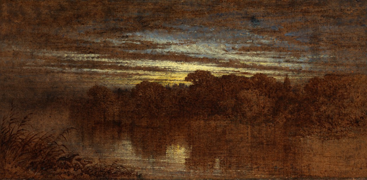 Twilight on the Avon, Ruins of Kenilworth Castle in the Distance by George F. Teniswood