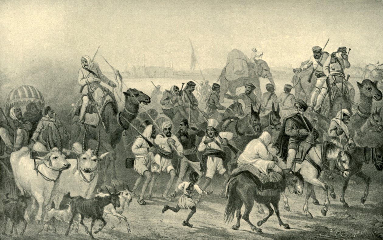 Native Auxiliaries Hurrying to Delhi, c1850s by George Francklin Atkinson