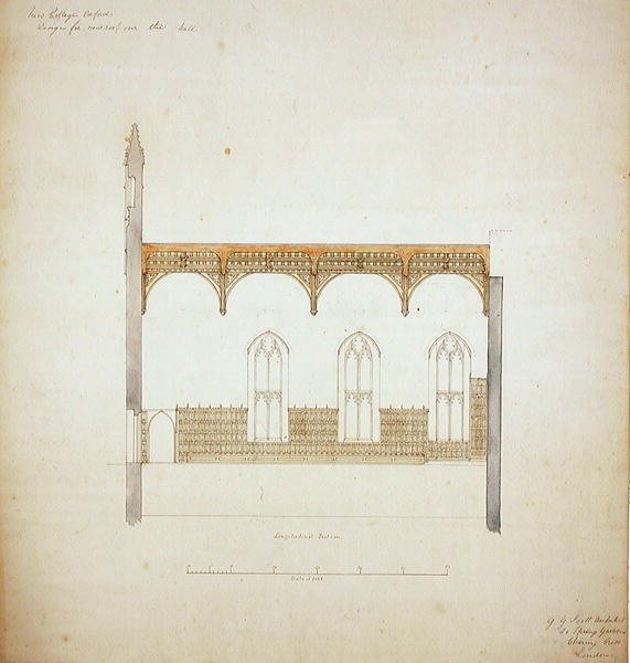 New College Oxford: Design for New Hall Roof by George Gilbert Scott