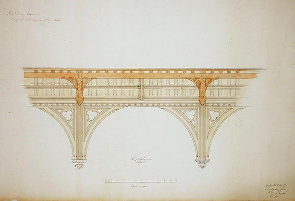 New College Oxford: Design for New Hall Roof by George Gilbert Scott