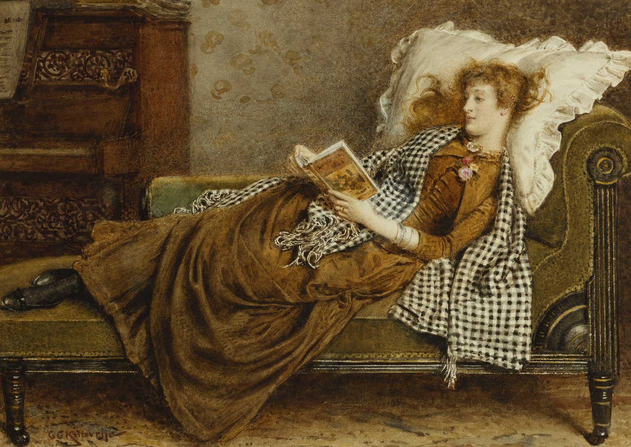 A Young Lady Reading in an Interior by George Goodwin Kilburne