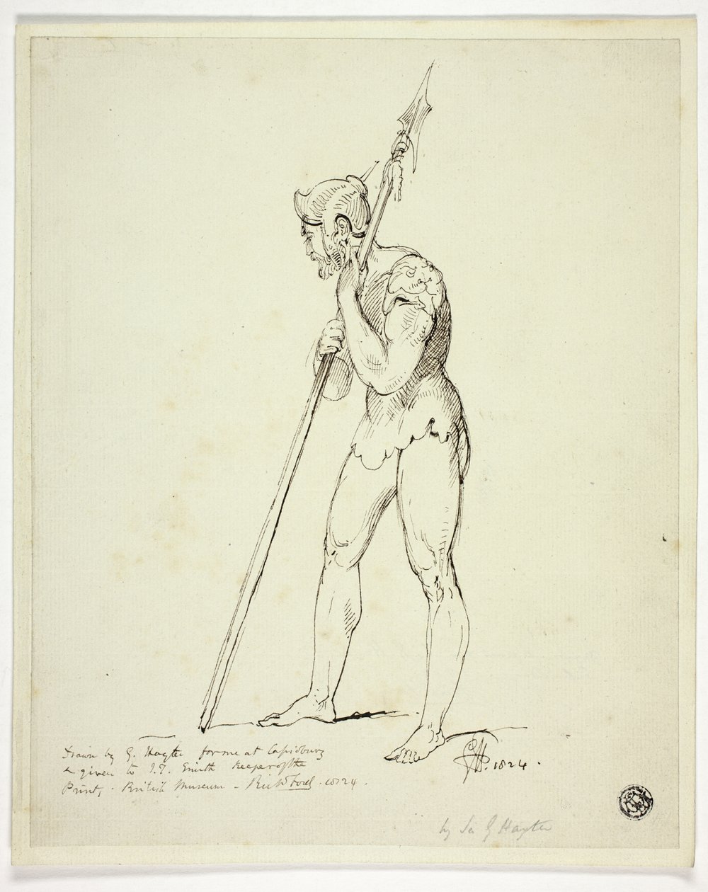 Standing Man in Armour Holding Lance by George Hayter