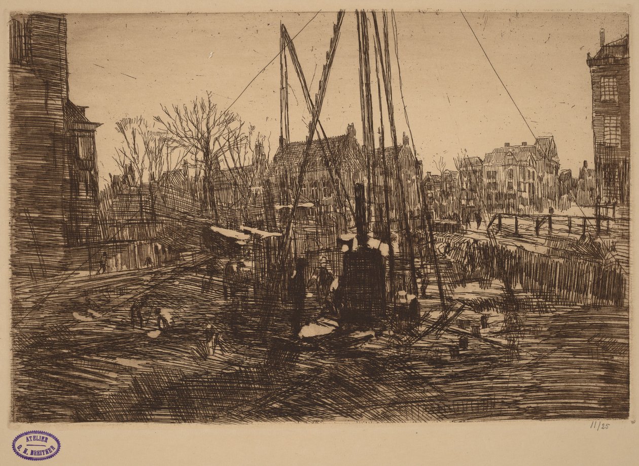 Scene in a Dutch City with Pile Driver in Foreground by George Hendrik Breitner