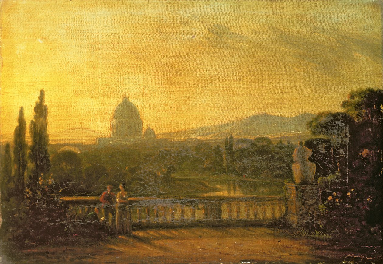 View of St. Peter's, Rome from the terrace of a villa