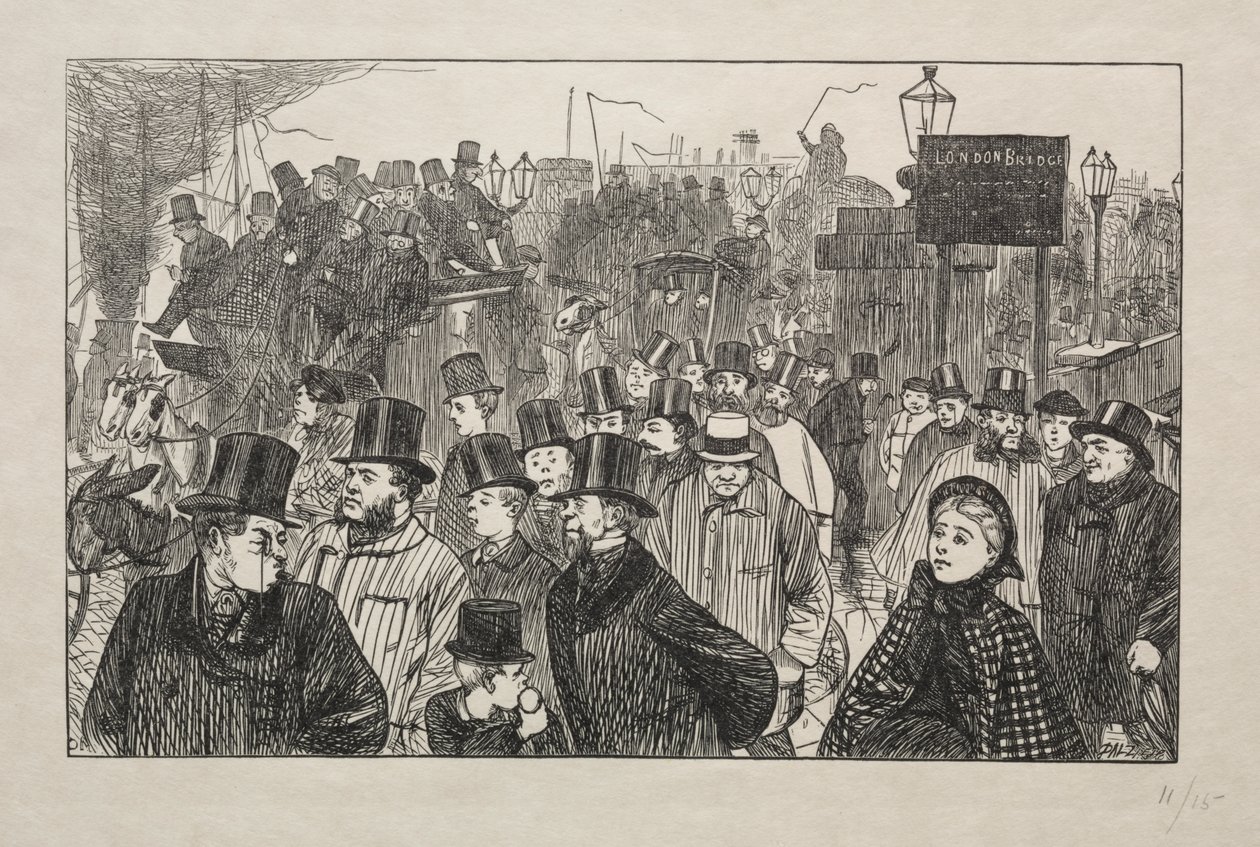 The Living Stream at London Bridge (On the Bridge) by George Louis Palmella Busson Du Maurier