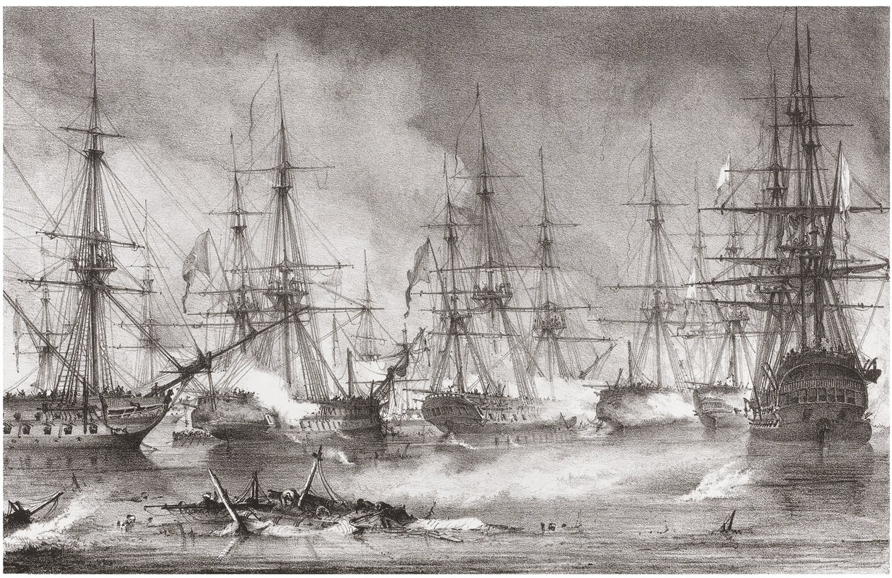 The Naval Battle of Navarino on 20 October 1827 by George Philip Reinagle