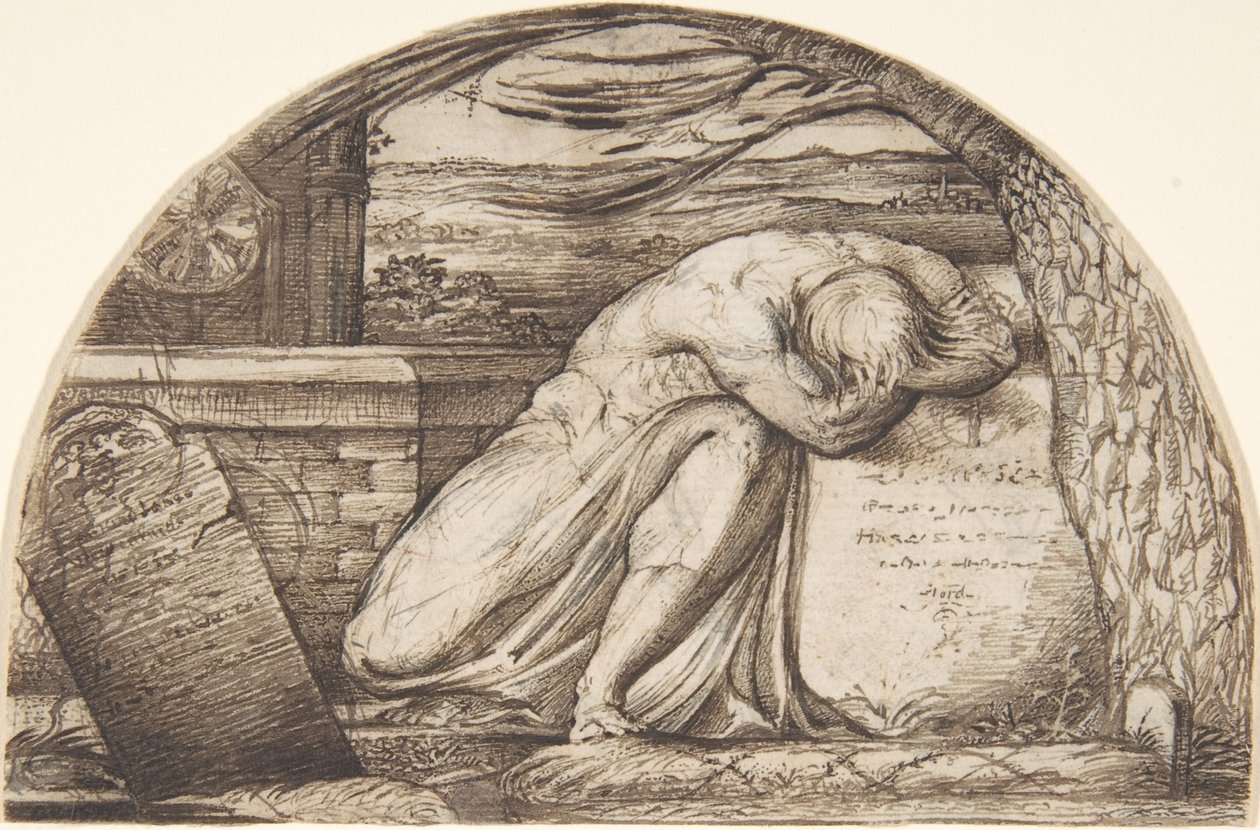 A figure weeping over a grave by George Richmond