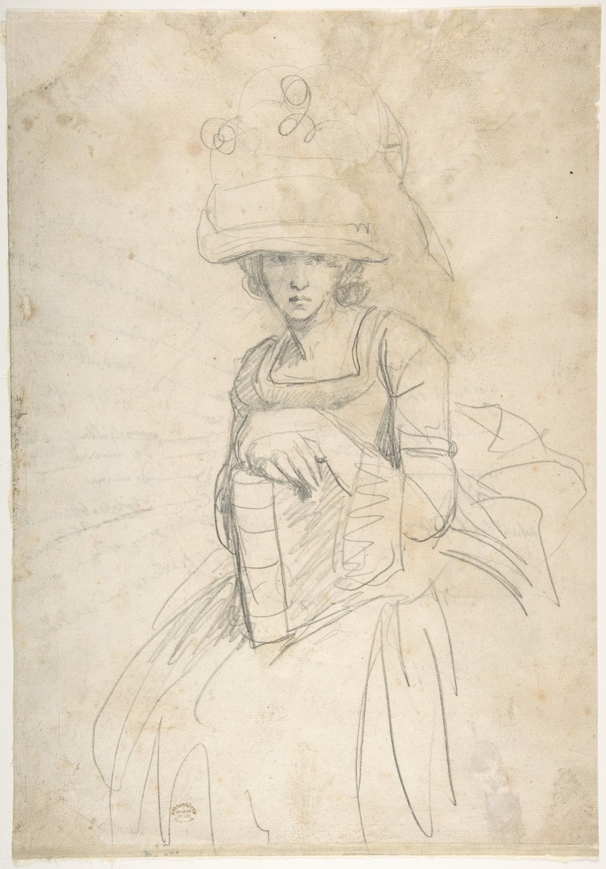 Lady Holding a Book (recto); Plan of Placing Colors on a Palette (verso) by George Romney