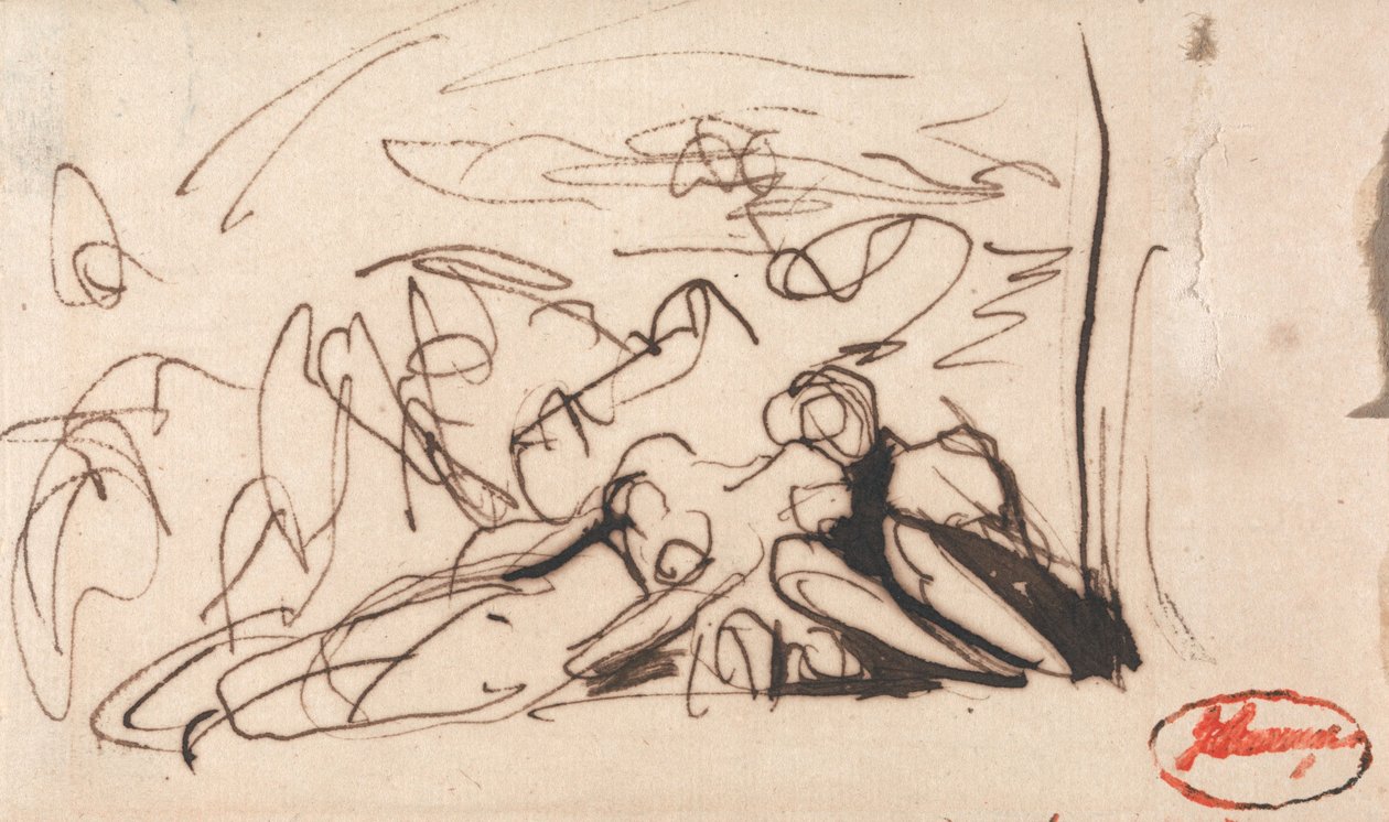 Prostrate Woman Attended by Two Figures by George Romney