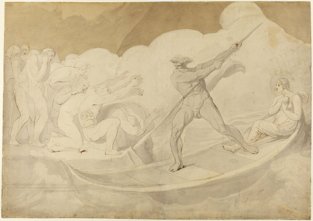 Psyche ferried across the Styx from Apuleius, The Golden Ass, VI, 18 by George Romney