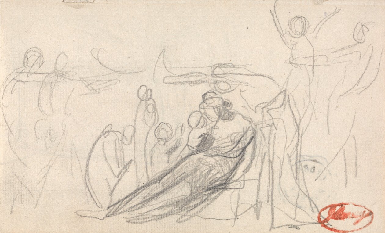Reclining Figure with Children and Other Figures by George Romney