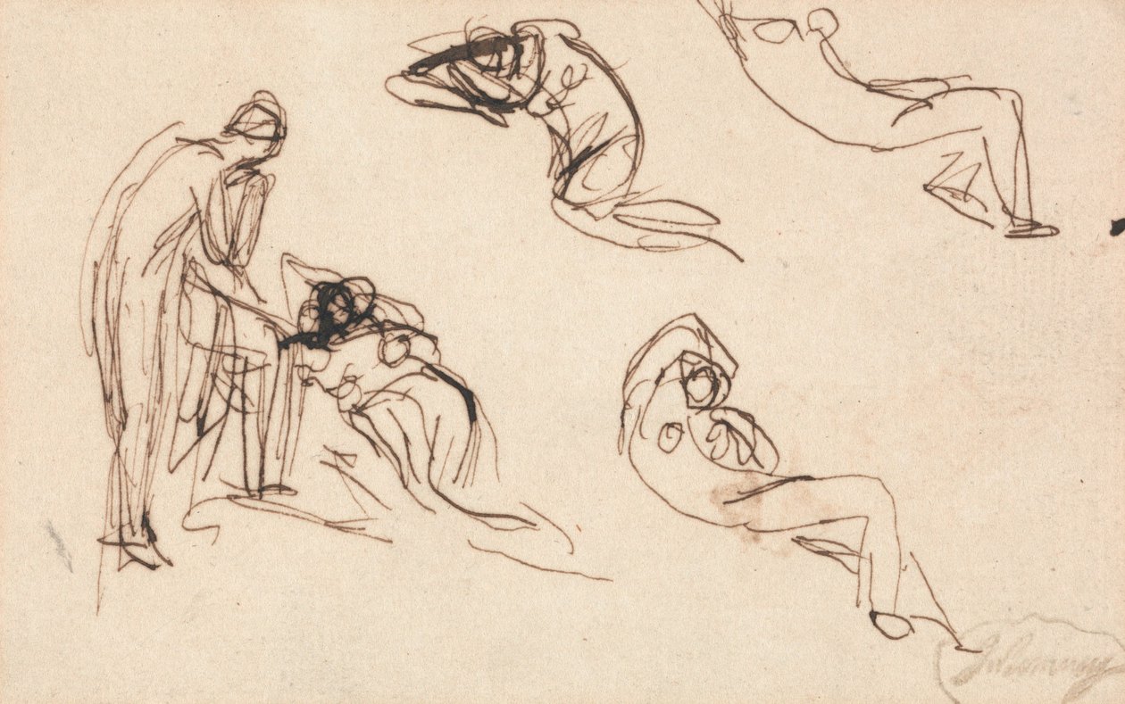 Standing Figure and Four Reclining Figures by George Romney