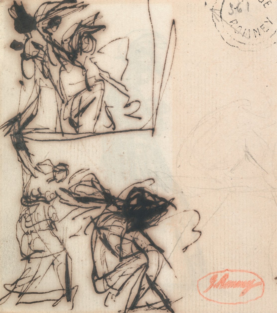 Standing Figure with Arm Upraised and Seated Figure by George Romney