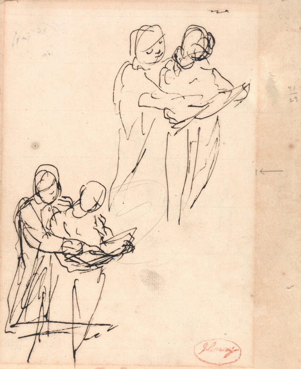Studies of Children Examining a Book by George Romney
