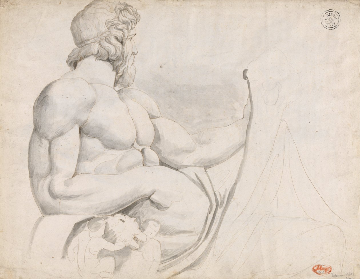 Study of Tiber River Deity Sculpture by George Romney