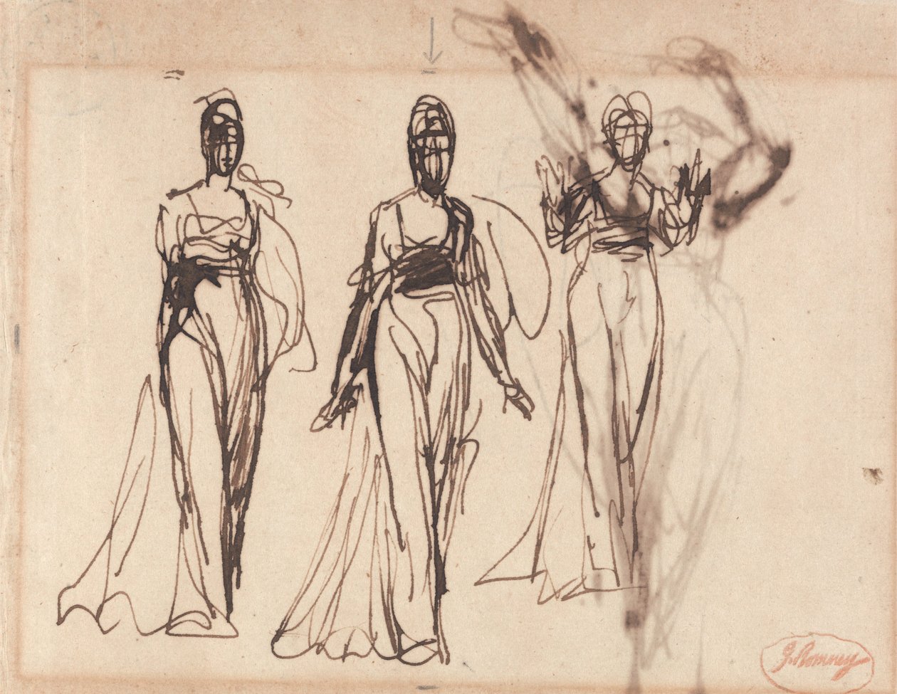 Three Studies of a Standing Woman, Possibly Circe by George Romney