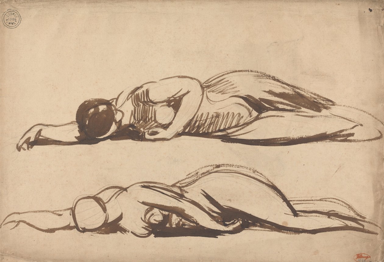 Two Studies of a Prostrate Woman, possibly Saint Cecilia by George Romney