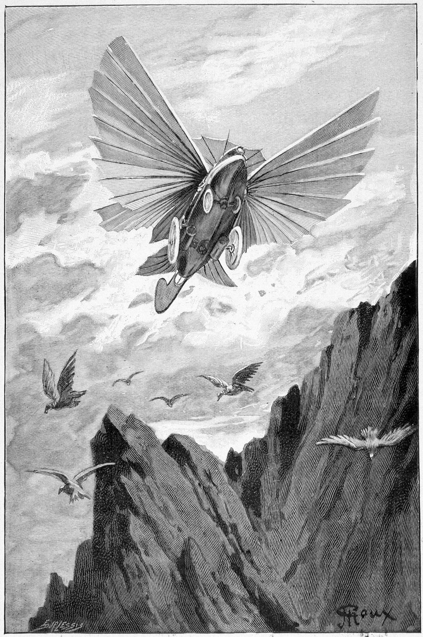 Winged Vehicle Above the Mountain by George Roux